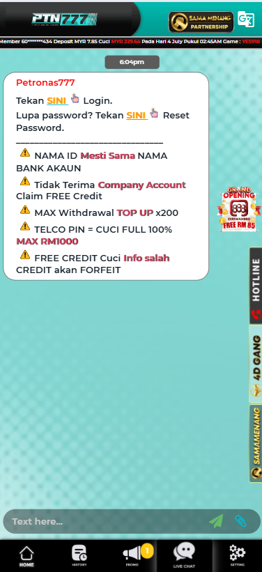 PETRONAS777 - Livechat - alibaba66m